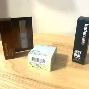 Set of three face products Hourglass Kossas Huda Beauty mini trial sizes NWT